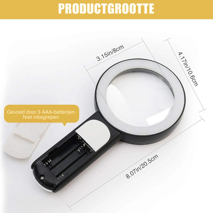 Vergrootglas met duurzame LED verlichting voor duidelijke weergave bij inspectie en lezen