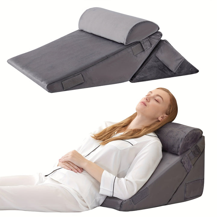 Orthopedisch wigkussen voor slaapcomfort en herstel. Verstelbaar voor perfecte rug- en beenondersteuning.