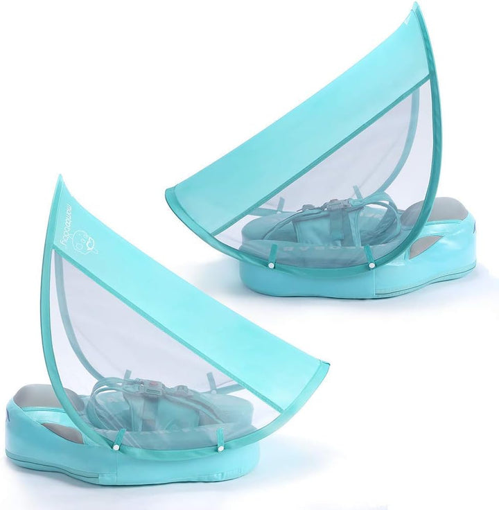 "Verstelbare baby zwemtrainer met 360° bescherming, felgekleurd voor 3-24 maand baby's, veilig en comfortabel in water."