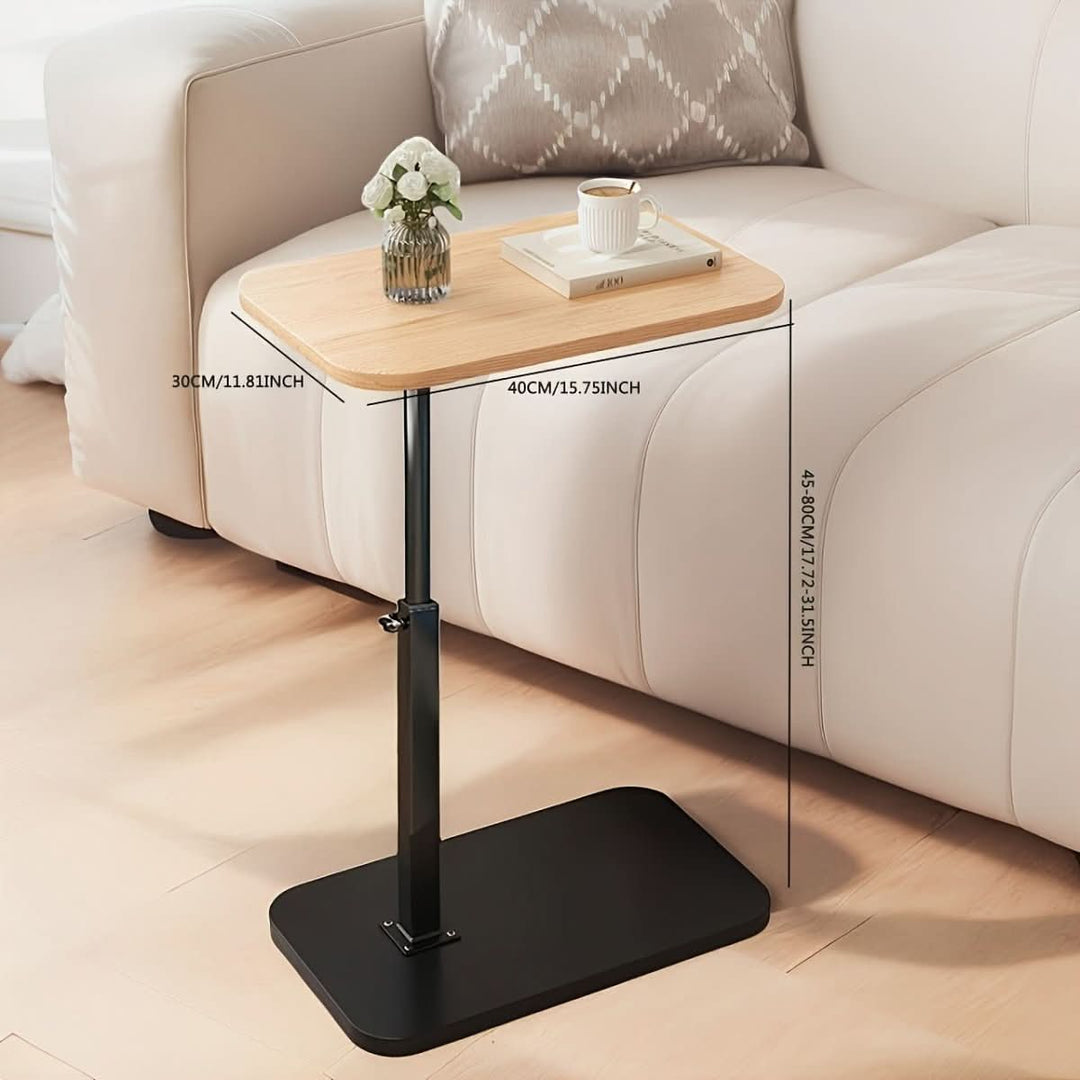 Stijlvolle verstelbare banktafel van hout & metaal, perfect voor een moderne woonkamer. Biedt comfort en functionaliteit.