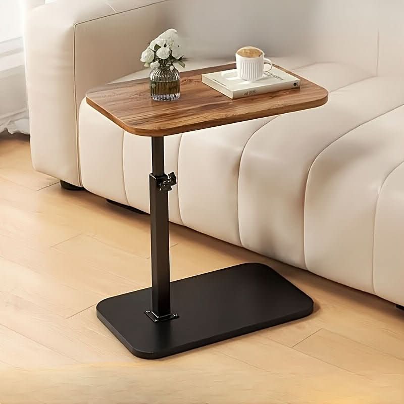 Comfortabele verstelbare bijzettafel, ideaal voor naast de bank of het bed. Modern meubel van hout en stevig metaal.