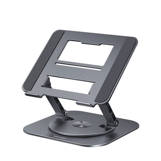 "Verstelbare ergonomische aluminium laptop- en tabletstandaard met modern design voor stijlvol en comfortabel gebruik."
