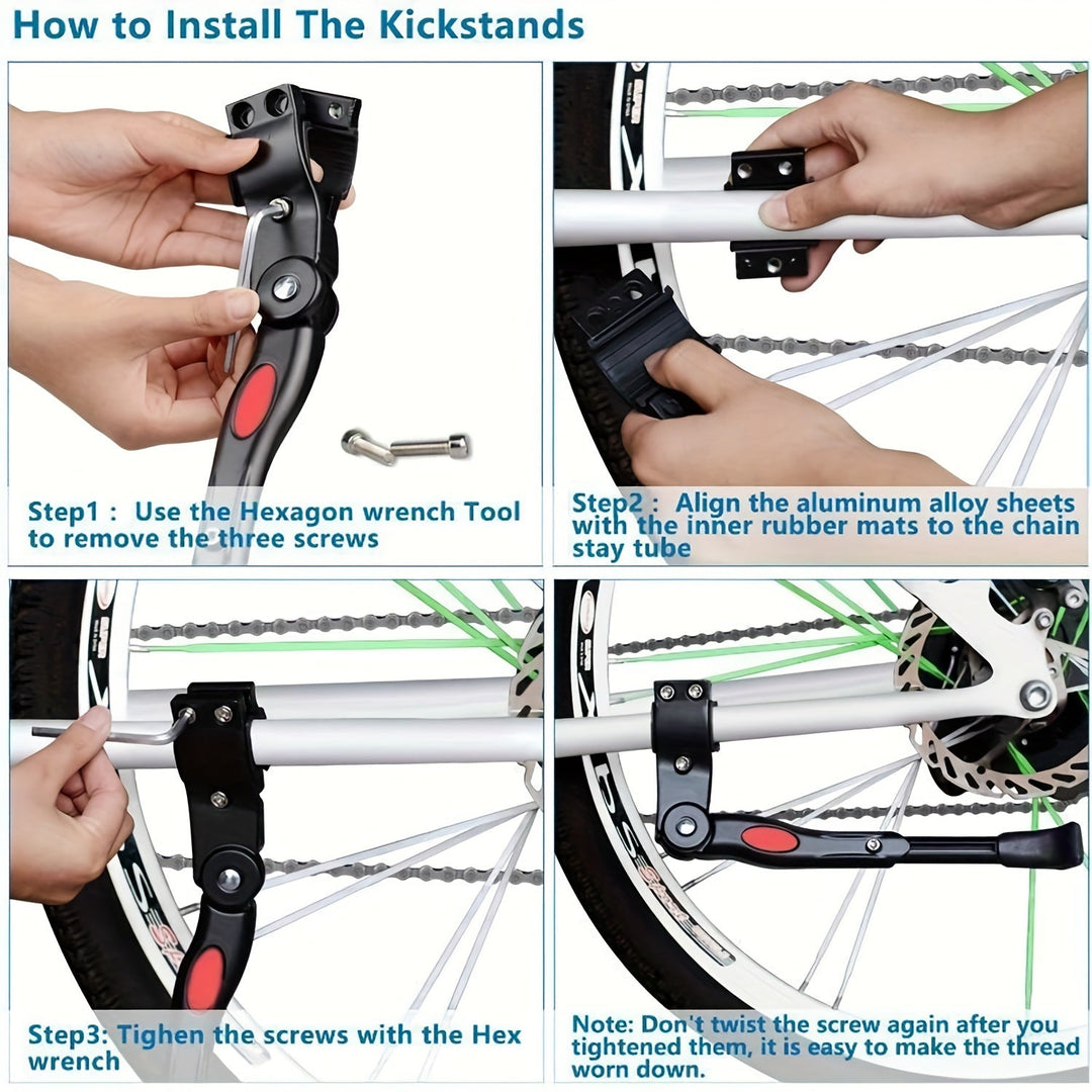 Eenvoudig te monteren verstelbare fietsstandaard, ideaal voor stabiel parkeren van elke fiets. Aluminium zijkickstand.
