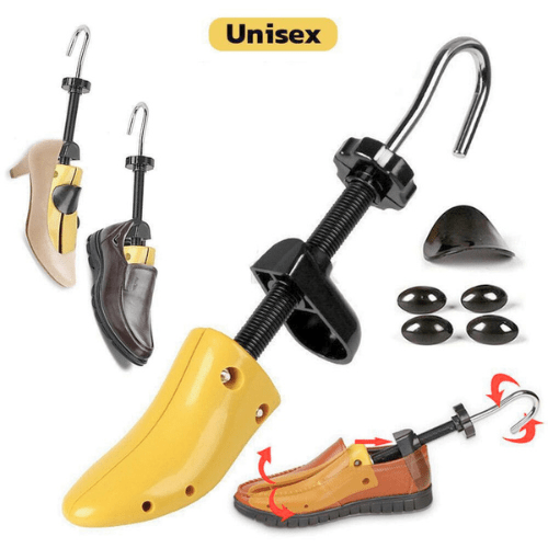 "Verstelbare schoenverbreder, houten schoenspanner voor comfortabele pasvorm, geschikt voor hakken, sneakers, laarzen."