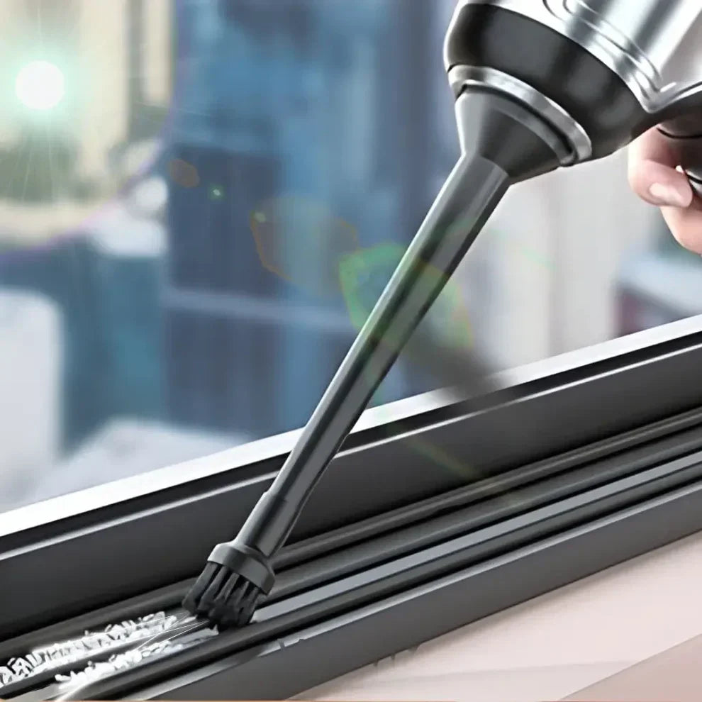 Vertex Pro handheld stofzuiger/bladblazer met herbruikbaar filter voor duurzame schoonmaak van auto en huis.
