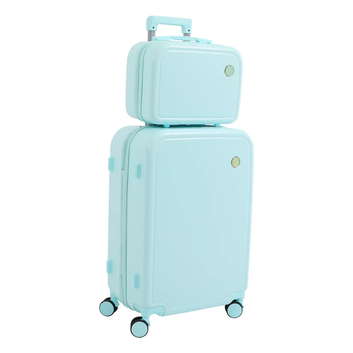 Praktische hardshell bagage set, inclusief handbagage, reiskoffer en cosmetica koffer, voor elke vakantie.