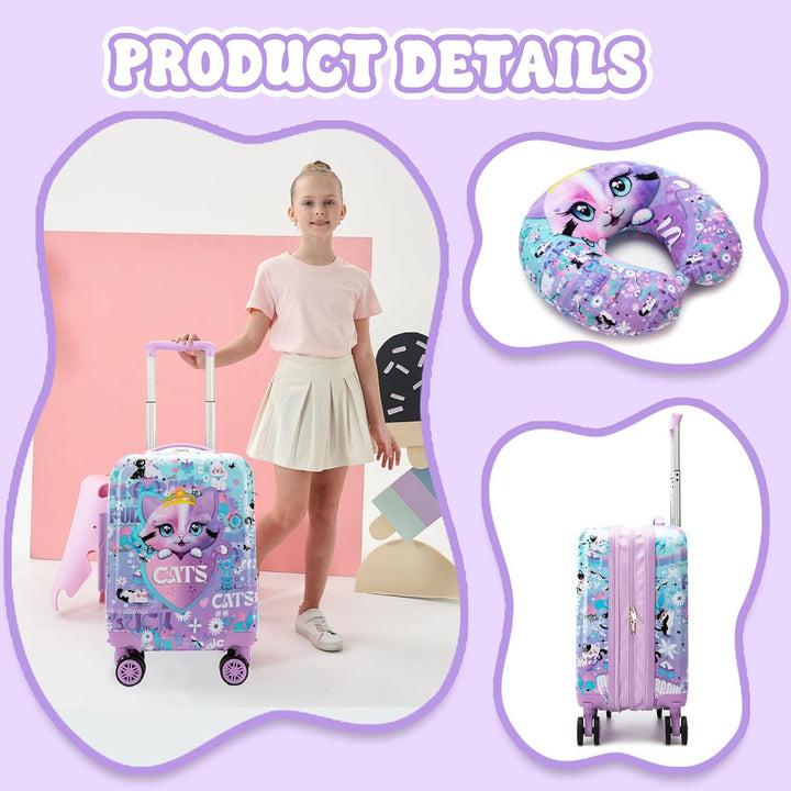 Duurzame kinder koffer 16 inch met spinnerwielen. Hardshell, ideaal voor reizen van jonge ontdekkers.