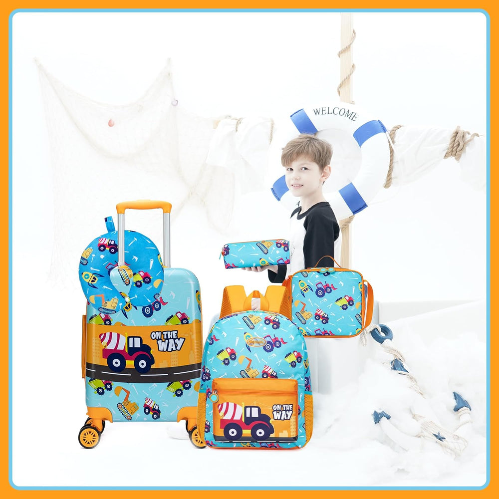 Kinder reisset: 16 inch hardshell koffer met soepele spinnerwielen en matching rugzak voor reizen.