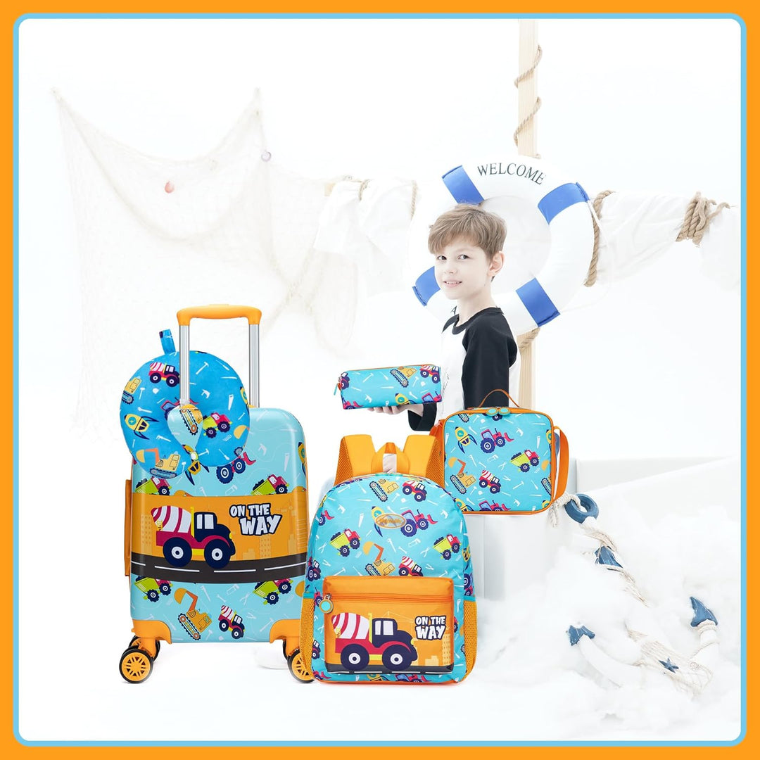 Kinder reisset: 16 inch hardshell koffer met soepele spinnerwielen en matching rugzak voor reizen.