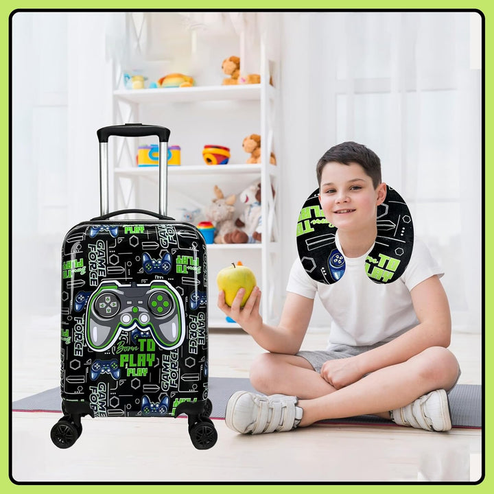 Stevige kinder koffer hardshell 16 inch met soepele spinnerwielen. Perfect voor jonge reizigers.