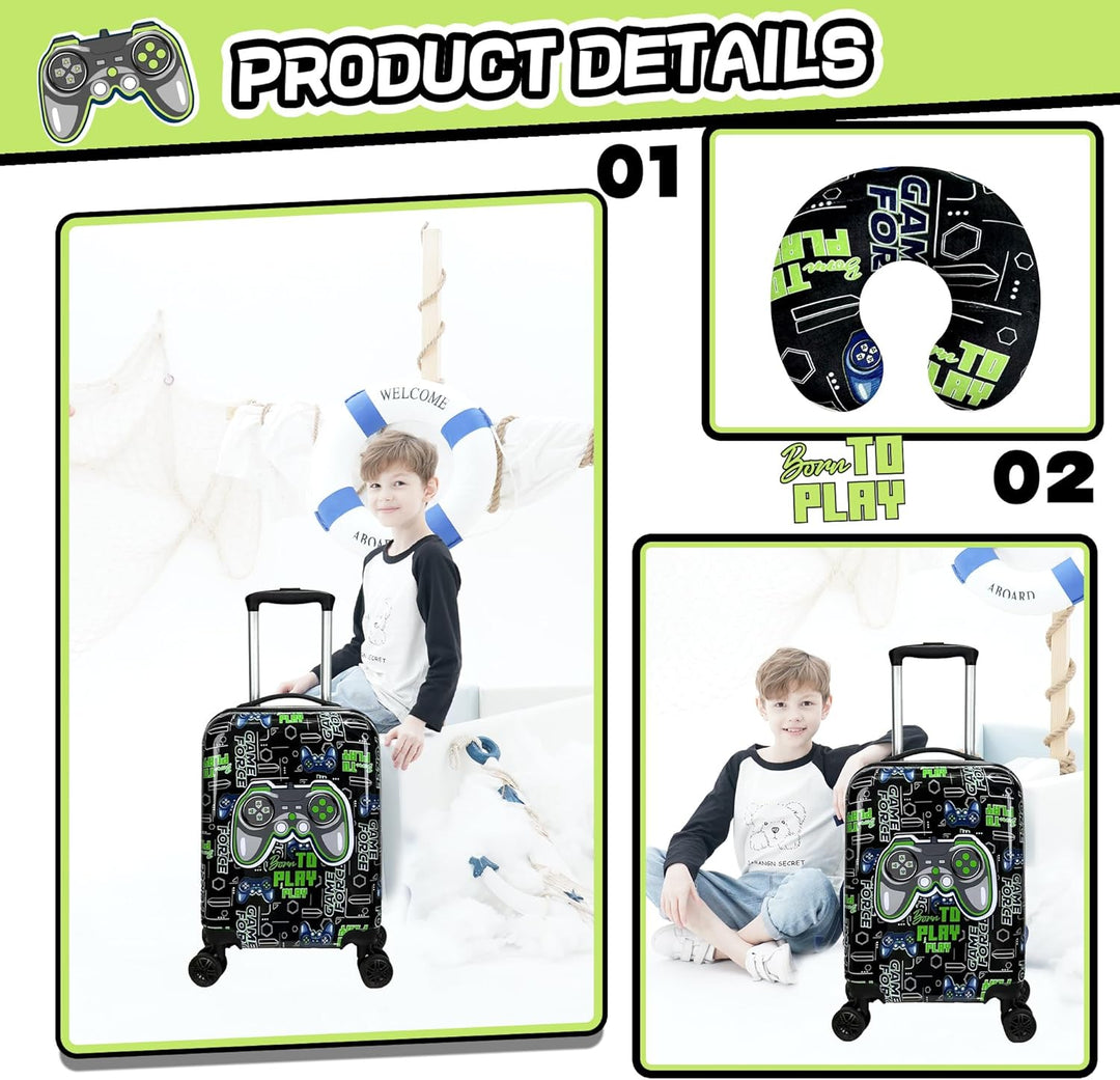 5-delige kinderbagage: harde koffer, rugzak en extra items. Ideaal voor vakantie, schoolreisje, reizen.