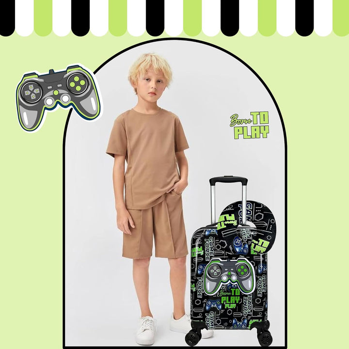 Kinder trolley koffer met spinnerwielen, 16 inch. Hardshell, makkelijk hanteerbaar voor kleine handjes.