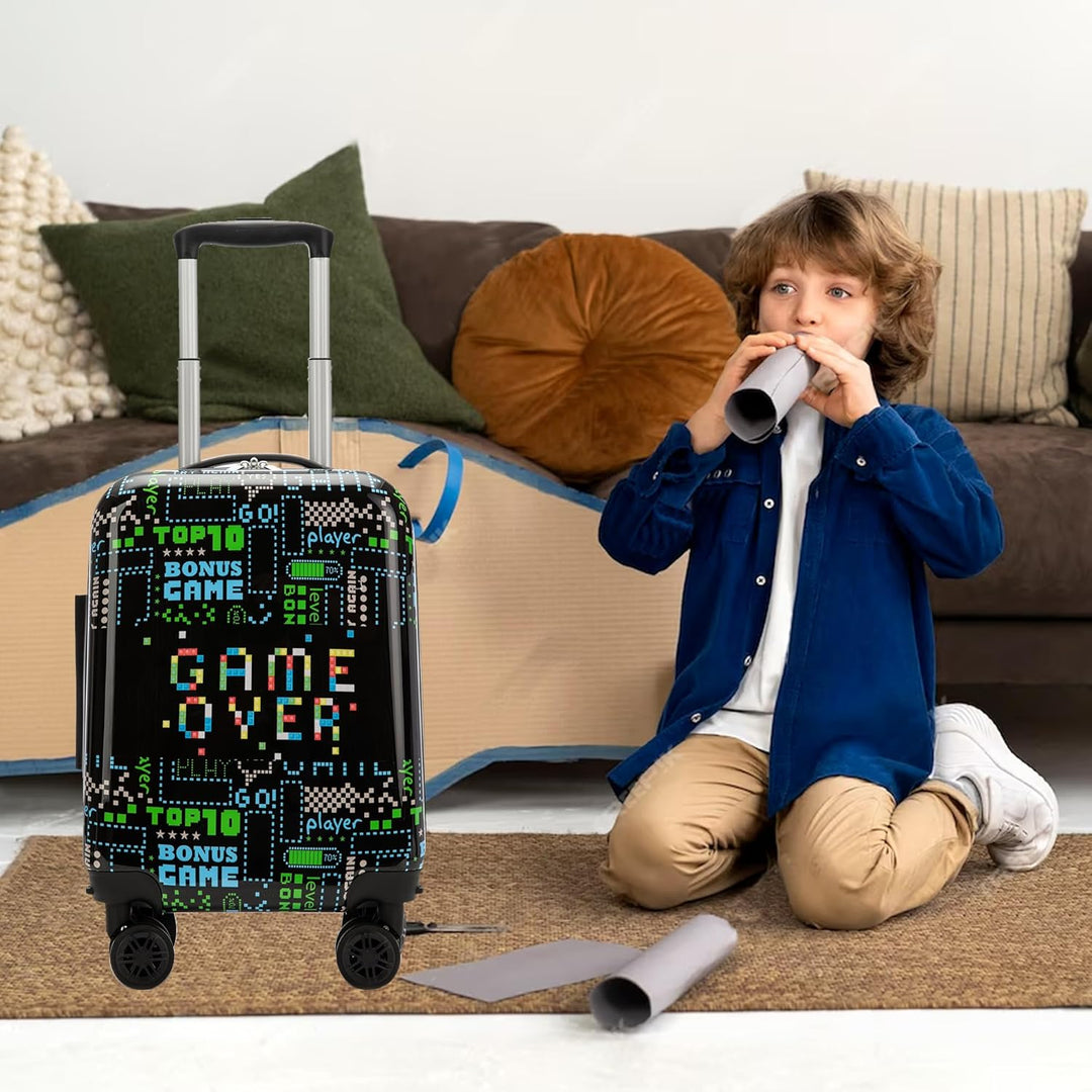 Hardshell kinder koffer met spinnerwielen. Perfecte handbagage voor jonge reizigers, stevig en veilig.