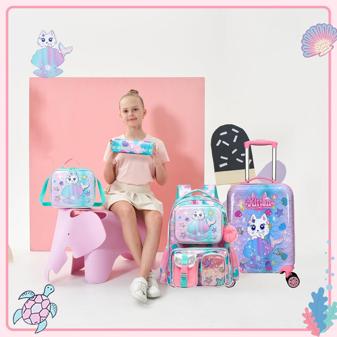 5-delige kinderbagage met harde koffer en spinnerwielen. Duurzaam en betrouwbaar voor schoolreisjes.