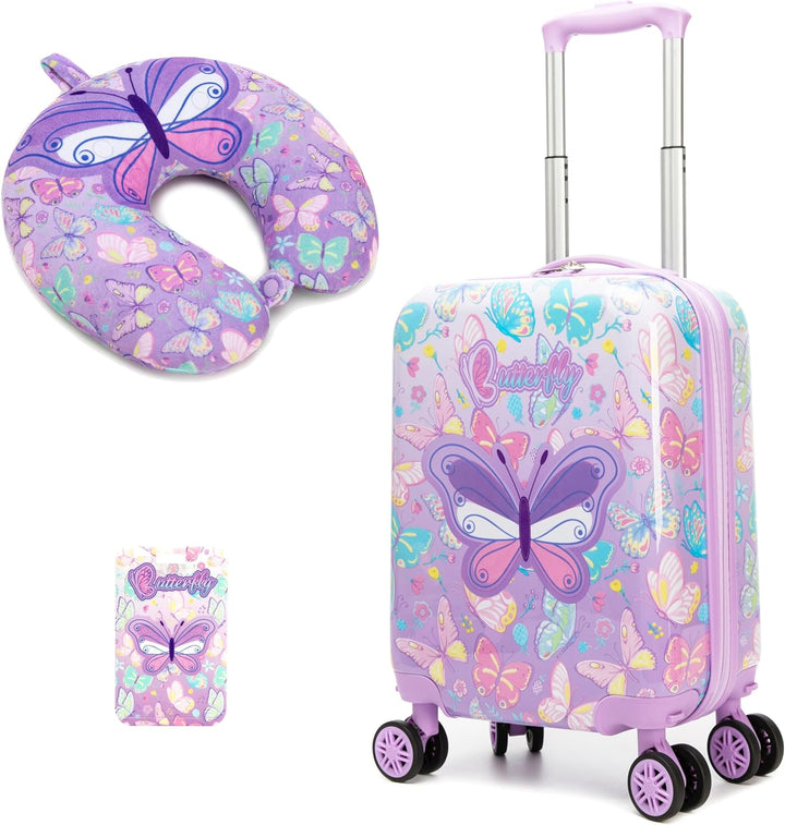 Kindvriendelijke hardshell koffer 16 inch met spinnerwielen. Makkelijk te manoeuvreren op elke reis.