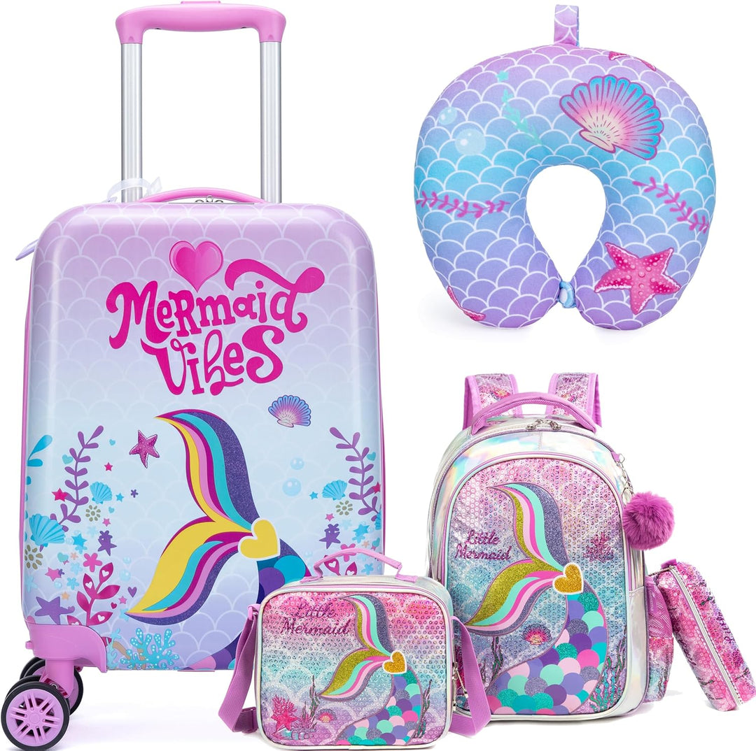 Complete 5-delige kinderbagage set: handbagage koffer, rugzak & reisaccessoires voor kinderen.