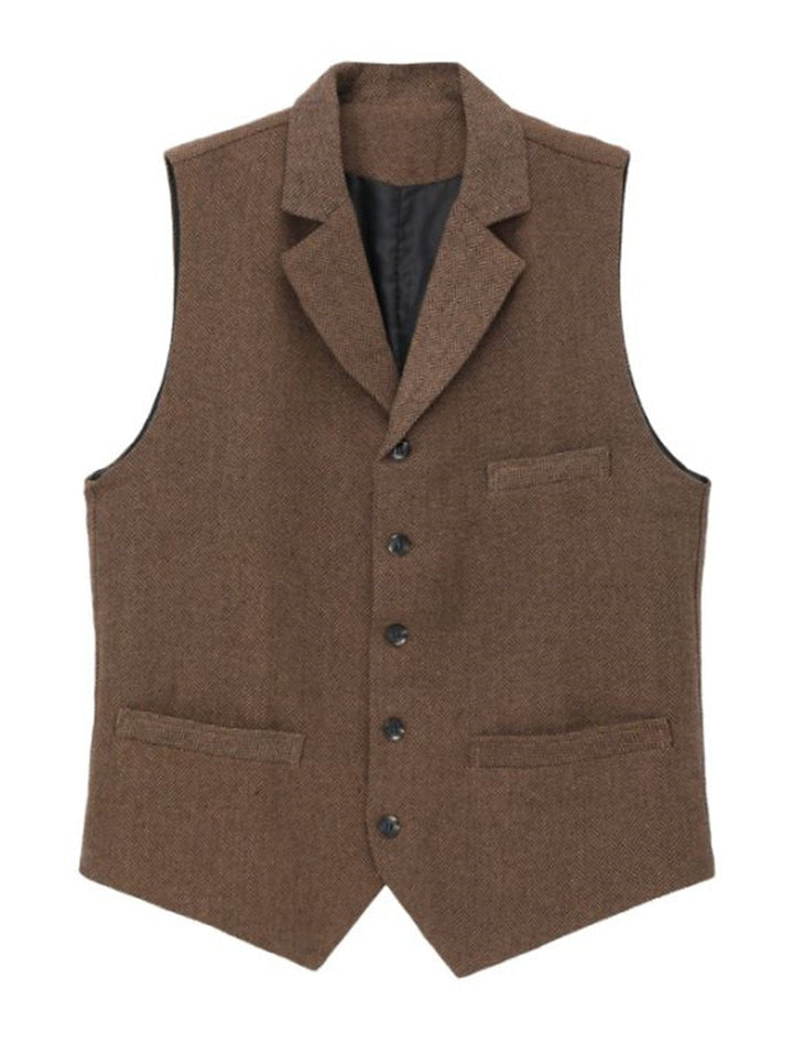 "Vintage heren gilet met elegante lijnen, authentieke stijl en hoogwaardige stoffen; veelzijdig voor elke outfit."