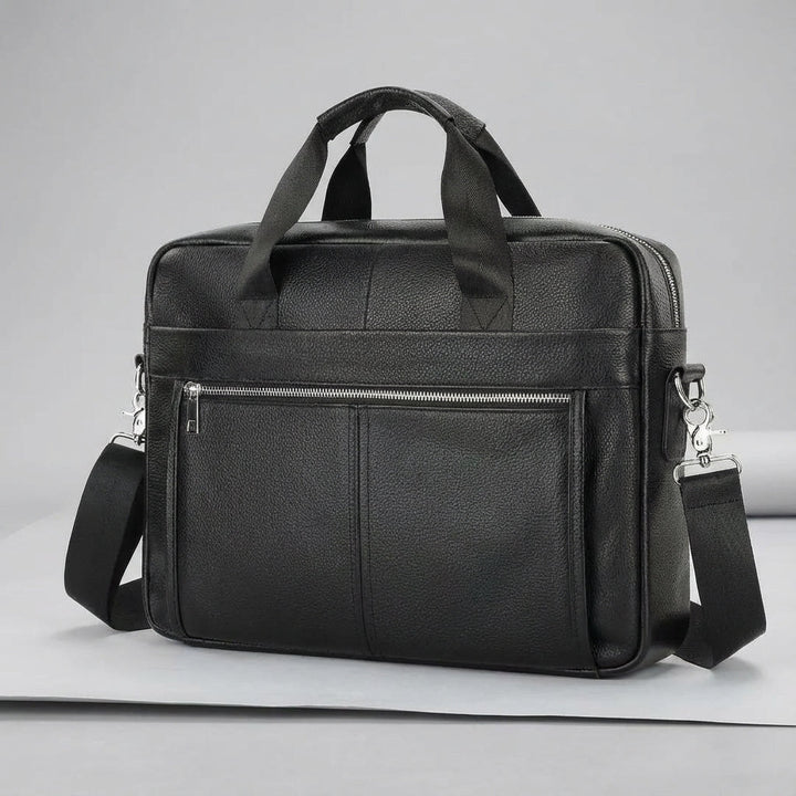 Stijlvolle vintage leren tas, perfect als documentenmap en laptoptas voor de professional.