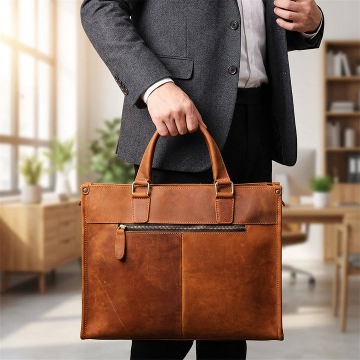 Vintage leren laptoptas van Leatherlyst voor heren en dames; stijlvol, functioneel en duurzaam voor werk.