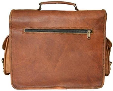 Robuuste leren werktas van geitenleer in vintage stijl, geschikt voor documenten en kleine spullen.