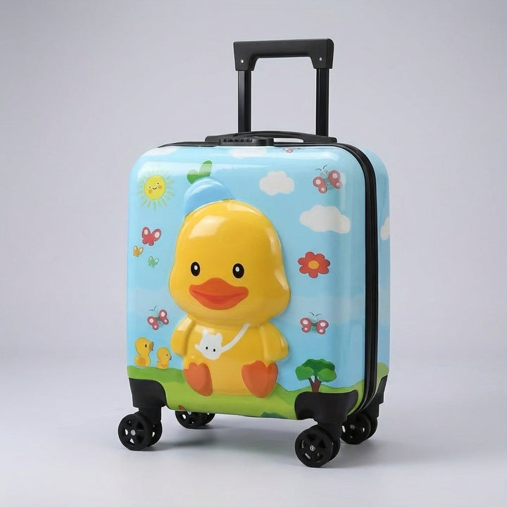Speelse kinderkoffer van TotsCase met vrolijk design, perfecte compacte handbagage voor kinderreizen.