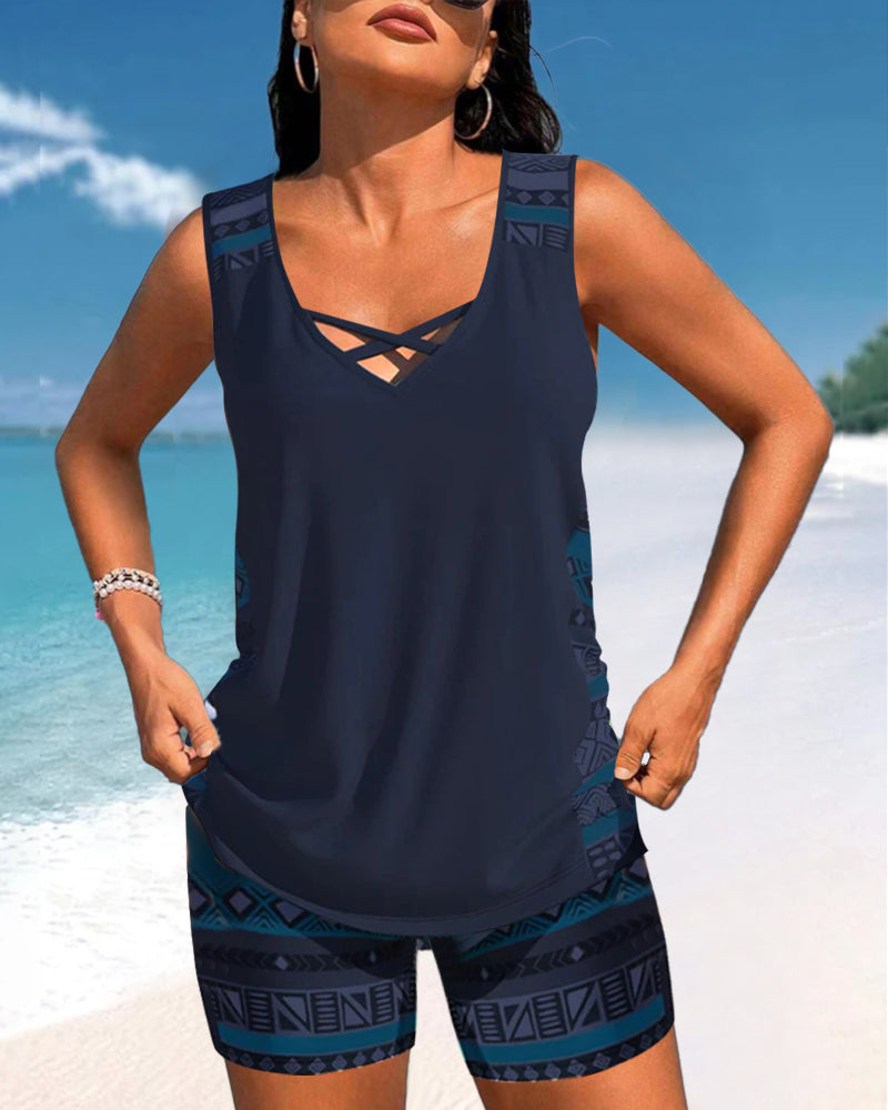 Dames tankini badpak in klassiek zwart, tijdloos en elegant voor strand en zwembad. Comfortabele zwemkleding.
