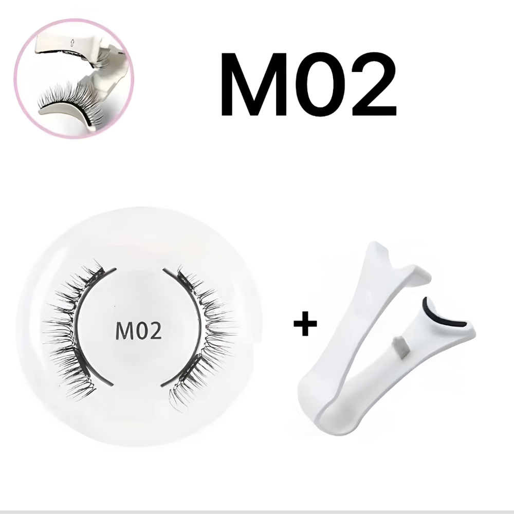 Magnetische wimperset met pincet, geopende verpakking toont wimpers en applicator.