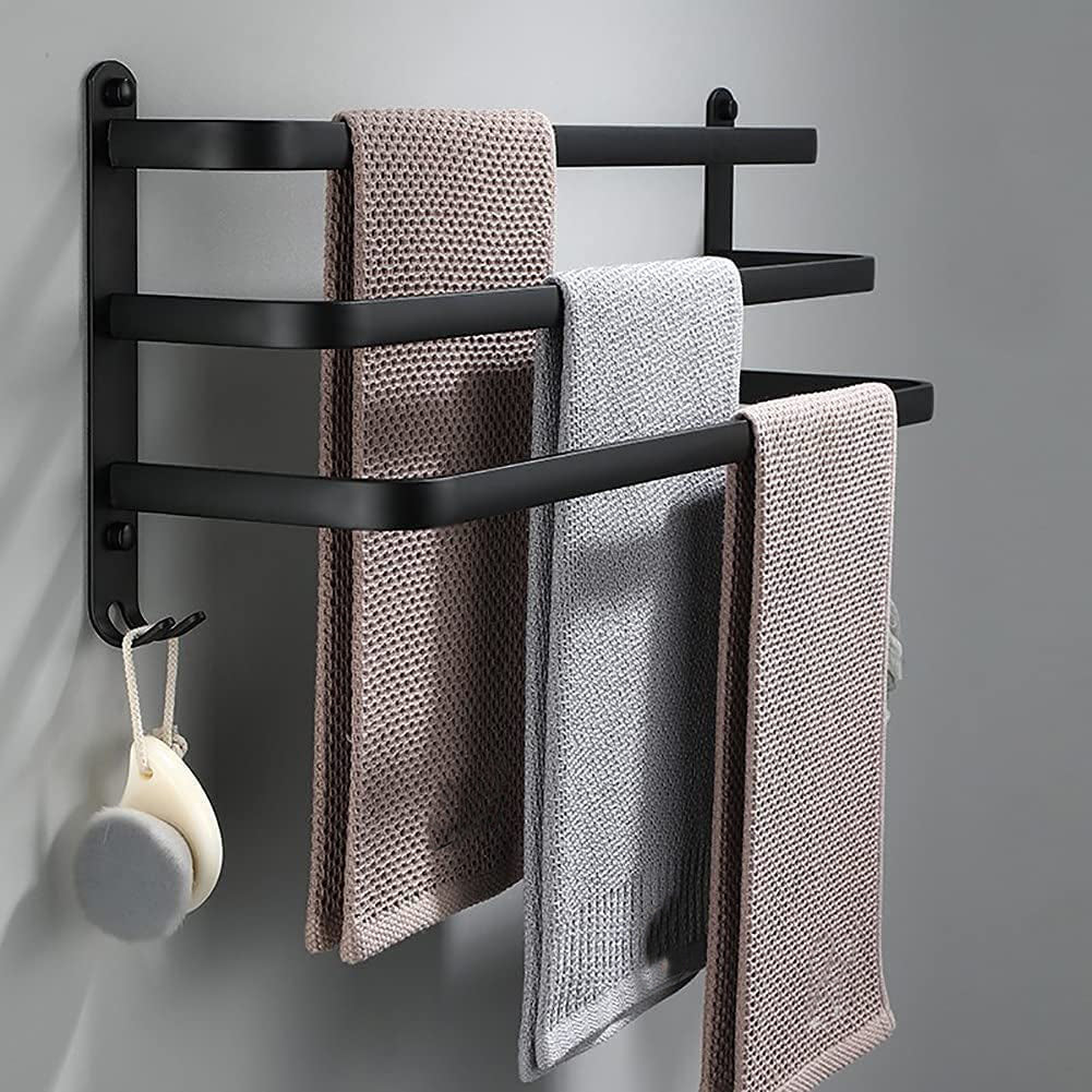 Wandgemonteerd handdoekenrek van aluminium voor de badkamer, modern en ruimtebesparend.