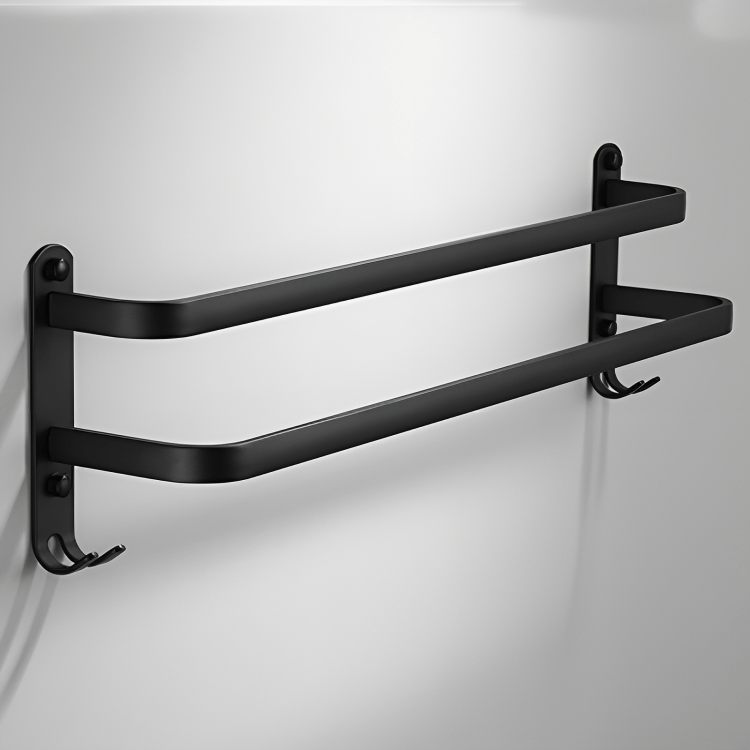 Organiseer je badkamer met dit moderne wandrek, perfect voor handdoeken en badkamerspullen.