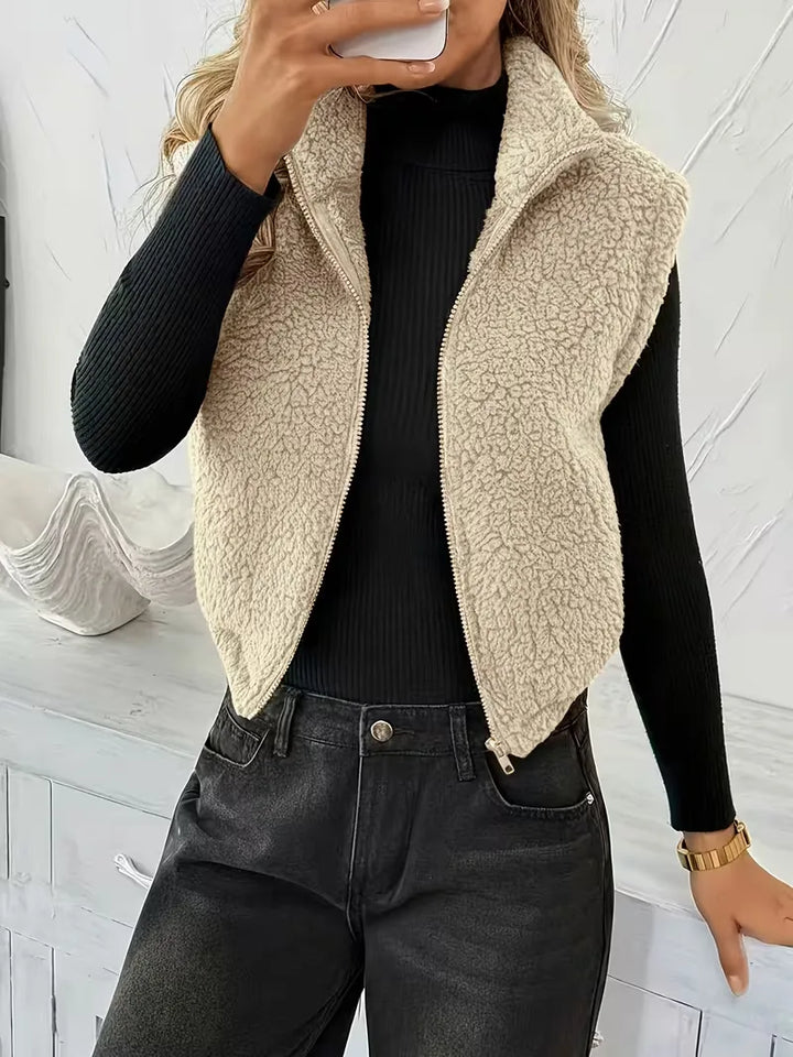 Comfortabel dames vest in luipaardprint faux shearling, ideaal voor een casual look.