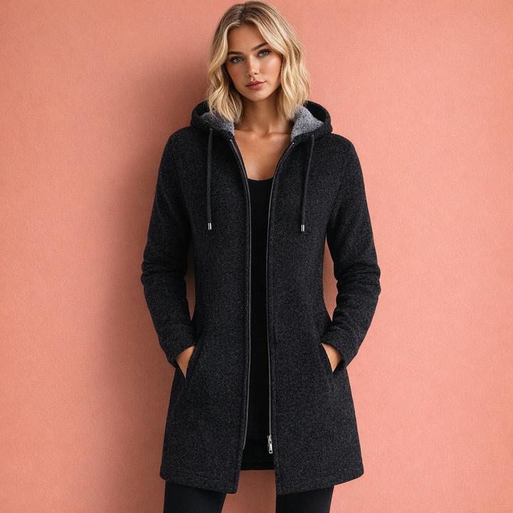 Trendy dames capuchonvest, warm en comfortabel, perfect voor koude dagen.
