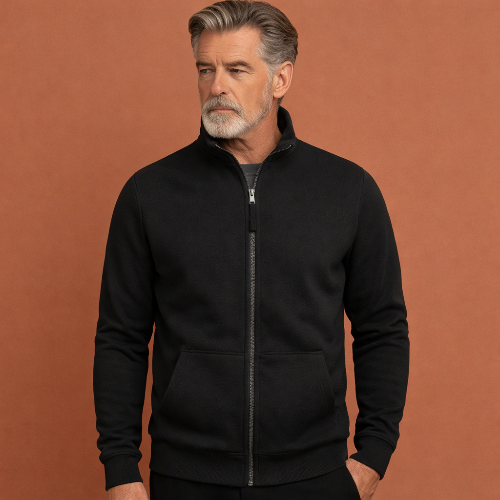 Heren vest met rits en functionele zakken, ontworpen voor comfort en warmte op koude dagen.