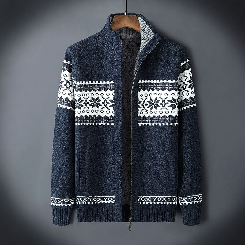 Warm, gebreid fleece herenvest met rits, perfect voor winterse dagen en een casual look.