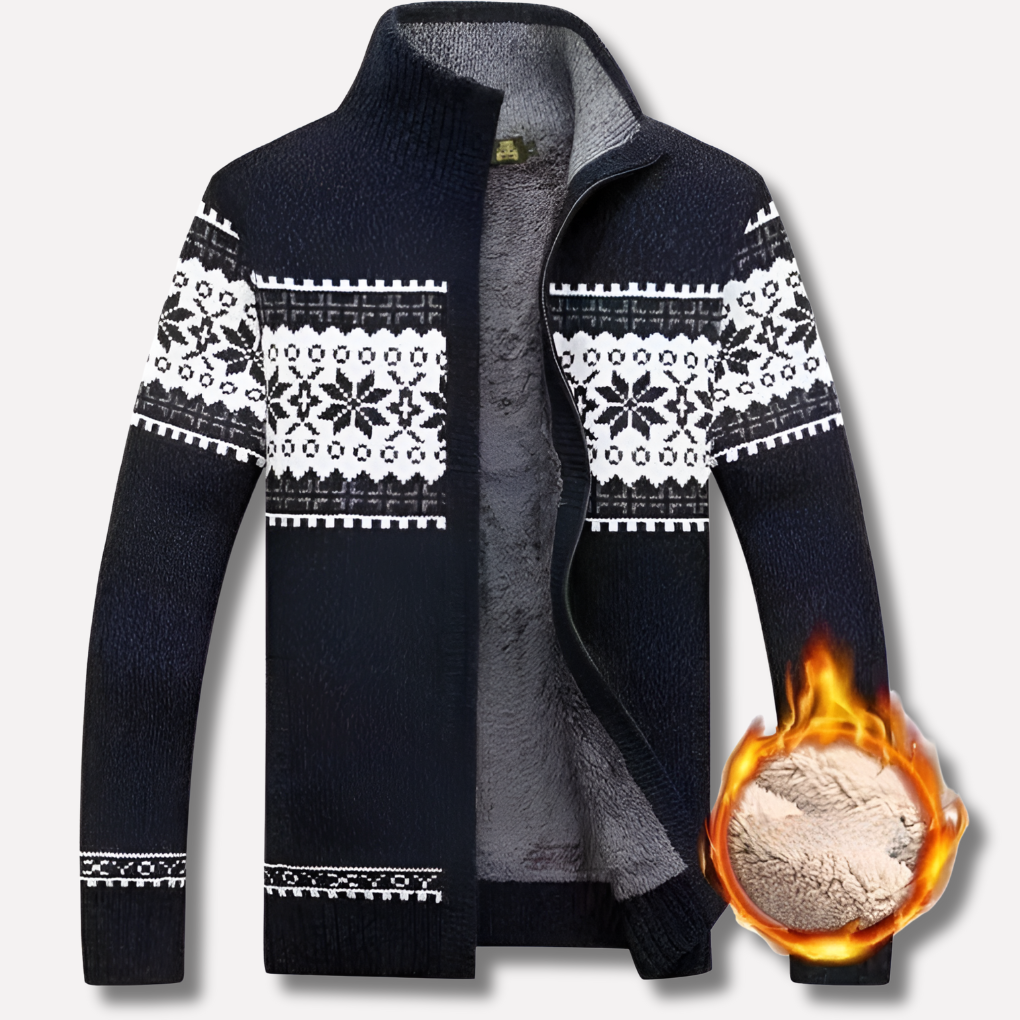 Nieuw heren gebreid fleece vest met hoge kraag en rits, warm en comfortabel.