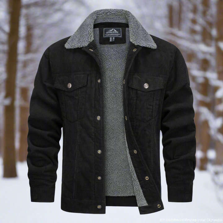 Klassiek denim herenjack met zachte voering voor extra warmte. Tijdloos model voor koude dagen, stijlvol en robuust.