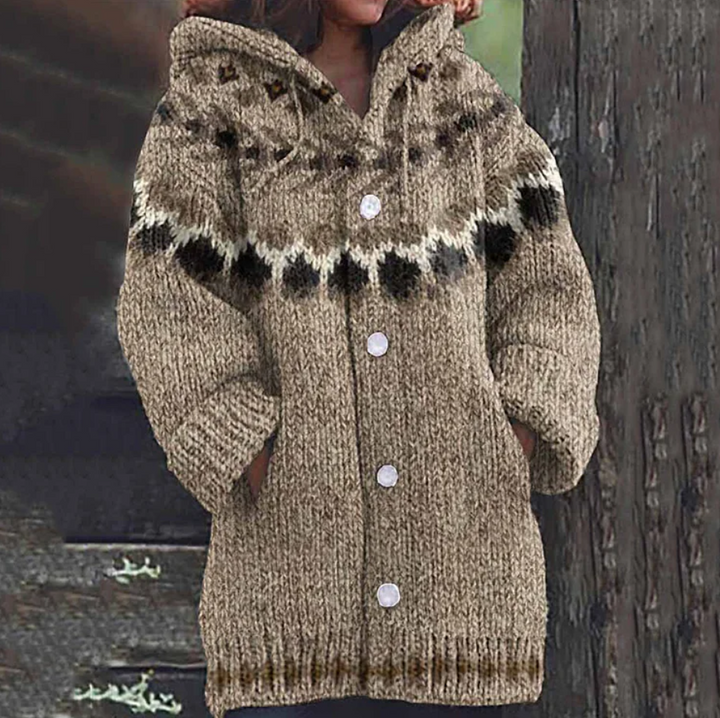 Warm lang dames vest met capuchon en knopen, ideaal voor comfortabele casual herfst- en wintermode.