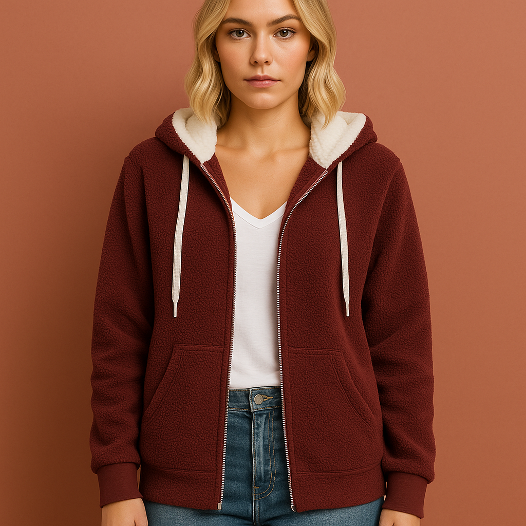 Dames warme zip hoodie, comfortabel vest met rits voor de winter, stijlvol en veelzijdig.