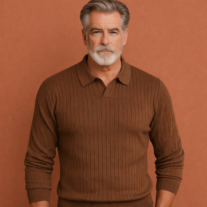 Stijlvolle heren polotrui met klassieke kraag, perfect voor zakelijk casual. Comfortabele warme trui.