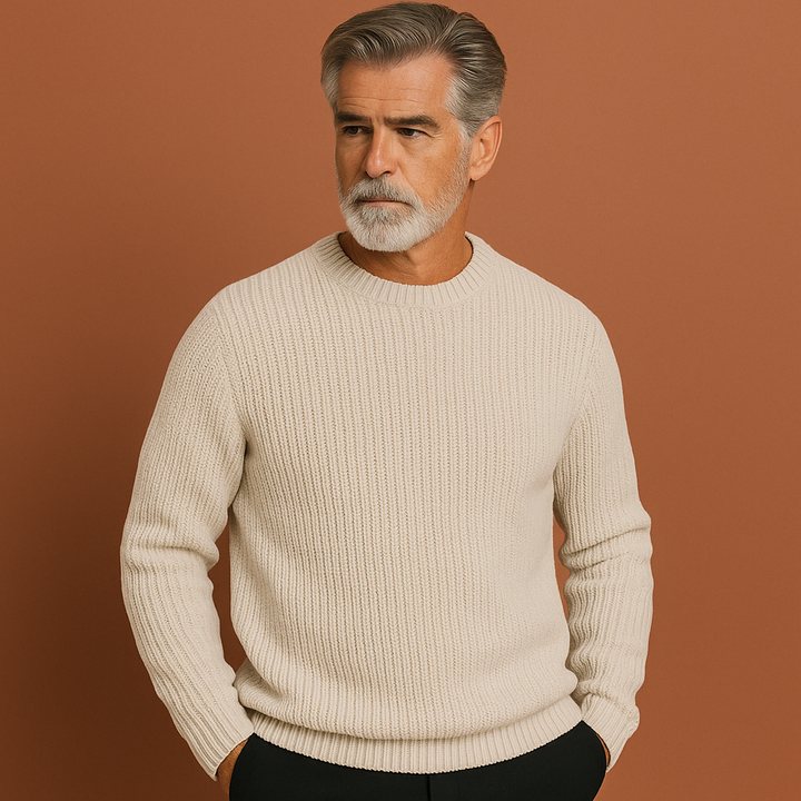 Stijlvolle heren wintertrui met ronde hals, warm en comfortabel. Tijdloze herfstmode voor elke man.