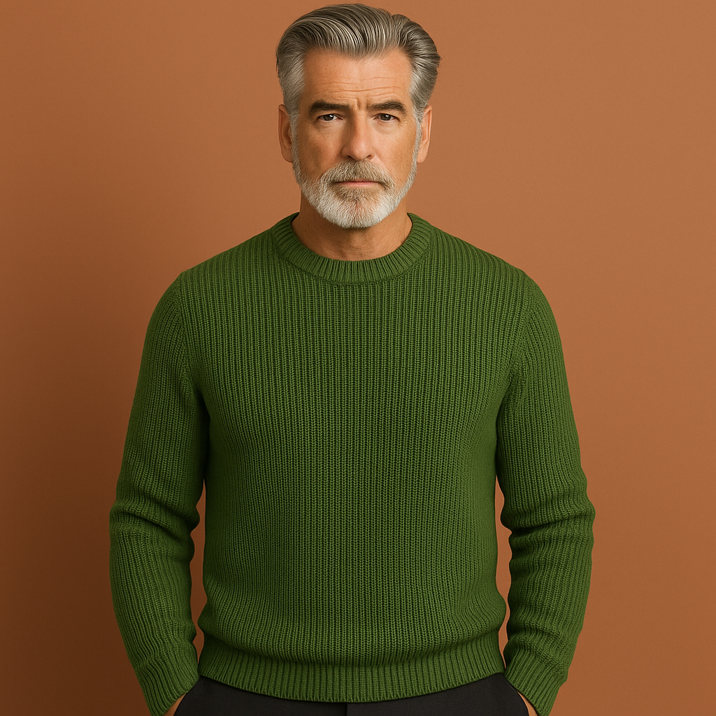 Elegante heren trui met ronde hals. Warme, comfortabele en tijdloze wintertrui, perfect voor casual herfstlooks.