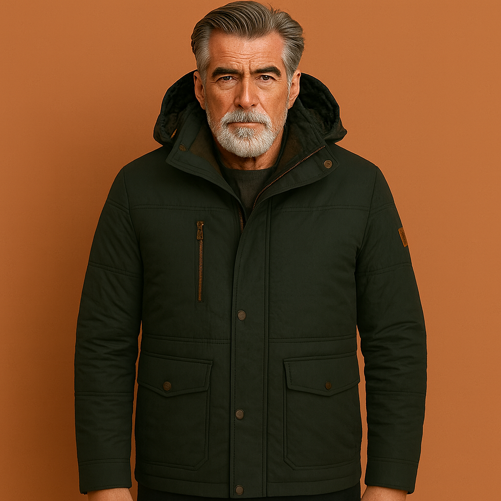 Moderne heren winterparka met praktische zakken en duurzame stof, perfect voor koude wintermaanden.