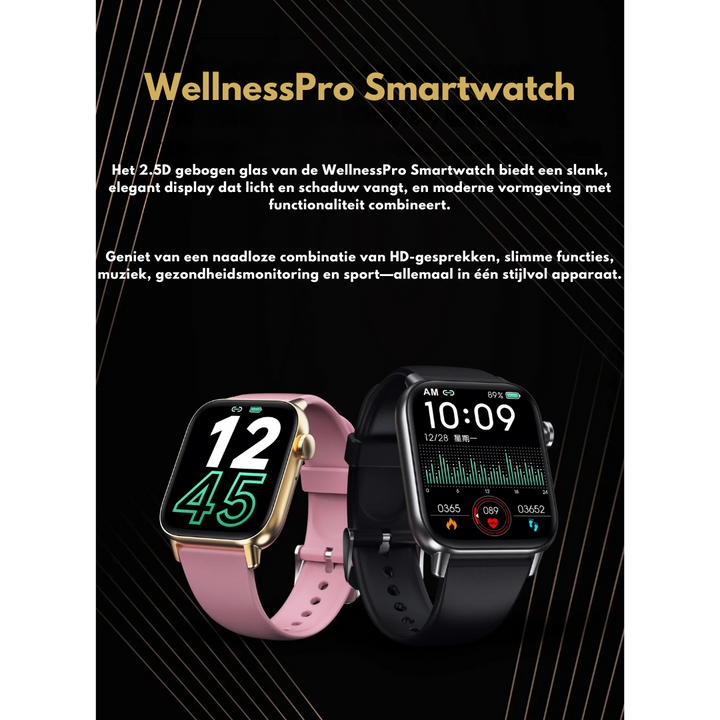 "Waterbestendige wellness smartwatch met gezondheidsmonitoring, stijlvol ontwerp en spraakbesturing, compatibel met Android/i
