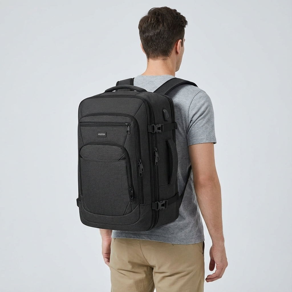 Ruime waterbestendige FlightFold zakenrugzak, ideale laptoprugzak voor georganiseerd & comfortabel zakelijk reizen.