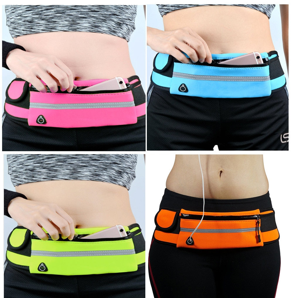 Waterdicht hardloop heuptasje voor telefoon en essentials, ideaal voor hardlopen en sport.