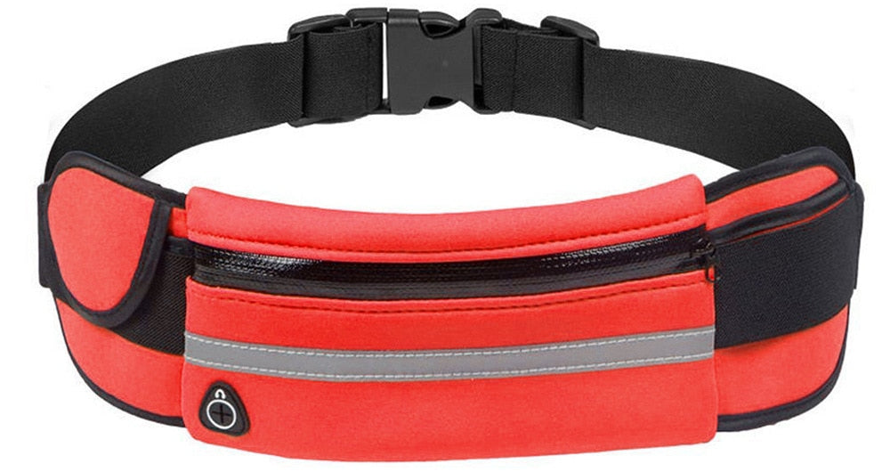 Handig waterdicht hardloop heuptasje, alle accessoires veilig opgeborgen tijdens het sporten.