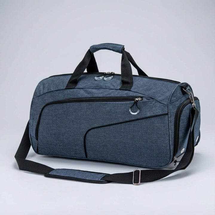 Zwarte 35L waterdichte duffel voor sport en reis. Stevige reisbagage met slimme organisatievakken.