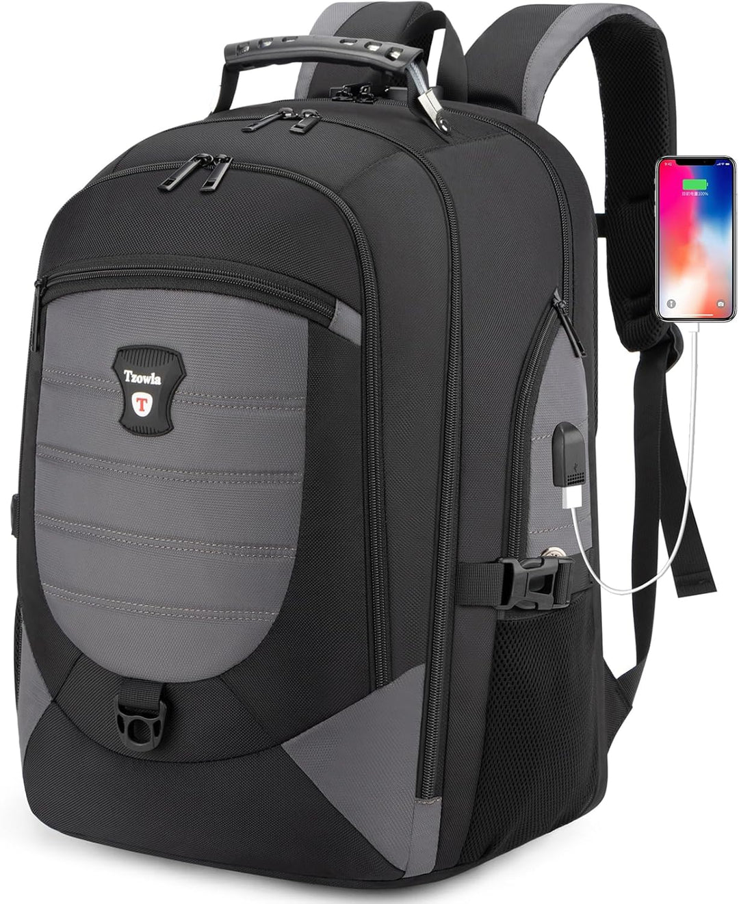 Rode anti-diefstal rugzak met waterdichte bescherming en USB-poort voor je 17.3 inch laptop.