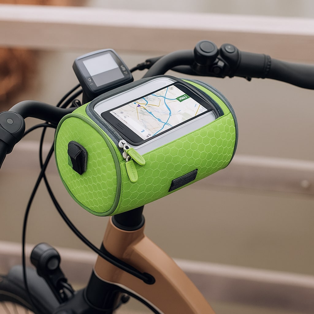 Robuuste waterdichte stuurfietstas voor je smartphone, met groot touchscreen en voldoende opbergruimte, voor elke fietsrit.