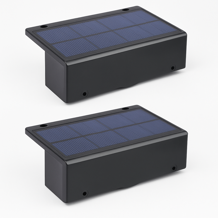"Waterdichte LED tuinlamp op zonne-energie met dimbare modus, stijlvolle wandmontage voor buitengebruik."
