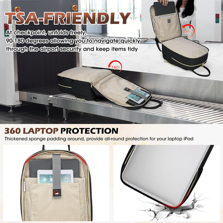 Persoon die de comfortabele waterdichte reis laptop rugzak draagt, geschikt voor 15.6" laptop, pendelend.